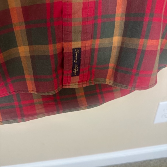 Vintage 90s Tommy Hilfiger Shirt Men Large Denim Plaid Red Button Down Shirt L - Picture 6 of 7